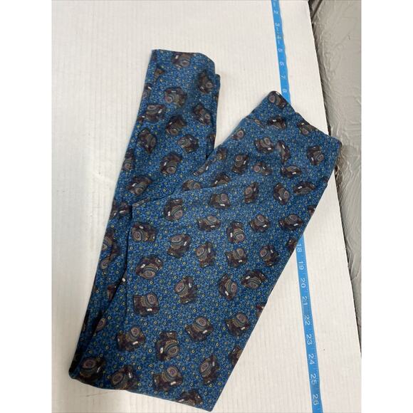 Lularoe One Size Photo Camera Leggings OS Blue High Rise - Picture 1 of 4